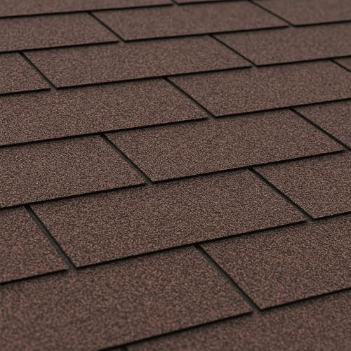 Lot de bardeaux bitumineux Trio T369BROWN, couleur marron - bitume toiture Timbela M369 pour chalet de jardin