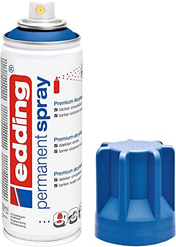 edding 5200 Spray Permanente, Blu Genziana Opaco, 200 Ml, Vernice Acrilica Premium per Dipingere e Decorare Vetro, Metallo, Legno, Ceramica, Plastica, Tela, Smalto Acrilico, Vernice Spray