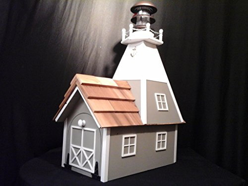 Amish Homemade Solar Nautical Leuchtturm Landhaus Briefkasten Clay mit weißem Rand