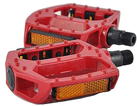 BlueSunshine Bicycle Alloy Pedal Set 9/16” for Mountain Bike Aluminium Bearing Alloy Platform Pedals for BMX MTB Road Bicycle. Lightweight but Strong and Durable Alloy Flat Platform Pedals (Red)