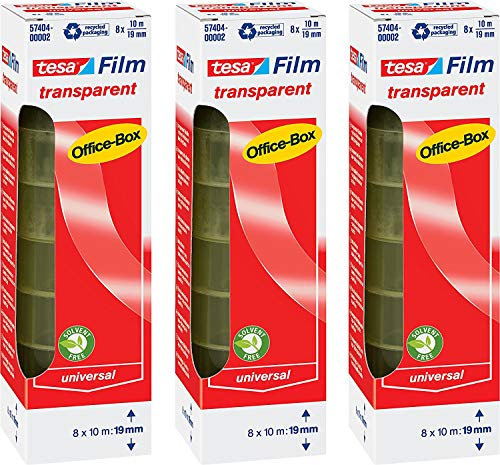 tesa film transparent, Office-Box mit 8 Rollen (10m:19mm 3 Boxen)