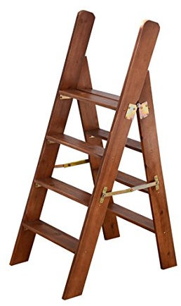 Stepladders Solid Wood Ladder Multi-function Stairway Chair Folding Step Stool with 4 Steps for Home - 2 Colors (color : A)