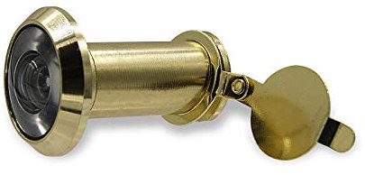 Türspion 200° Weitwinkel mit Sichtschutz - Messing - Bohrloch Ø 16mm - Spion für 35-60mm Türblätter - Hochwertige Echtglaslinse