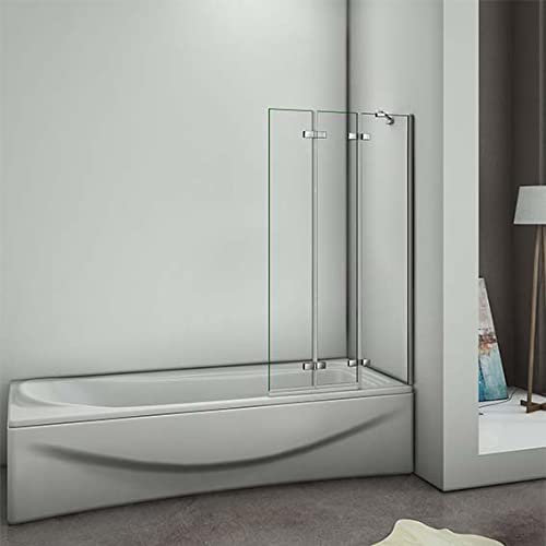 Acezanble 1000x1400mm 3 Folding Hinge Bathroom Shower Screen 6mm Glass Door Panel