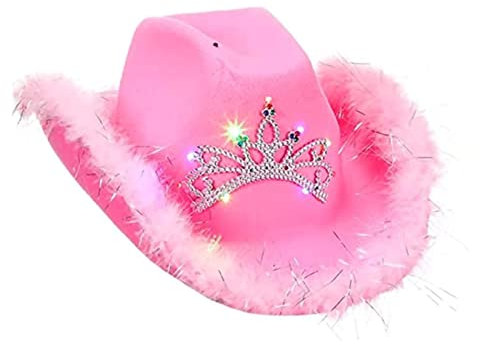 Zukmuk Westernhut Damen Cowboy Hut Frauen Partyhut Erwachsene Cowboyhut Damen Hut Party Hut Karneval Hut Damen Filzhut (Einheitsgröße, Rosa B)