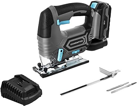 Cecotec Scie sauteuse sans Fil CecoRaptor Perfect MultiCut 2020 Advance Batterie 20 V 2000 mAh Vitesse sans Charge 2700 TR/Min, Profondeur Coupe 80 mm Bois, 12 mm Aluminium et 5 mm Métal