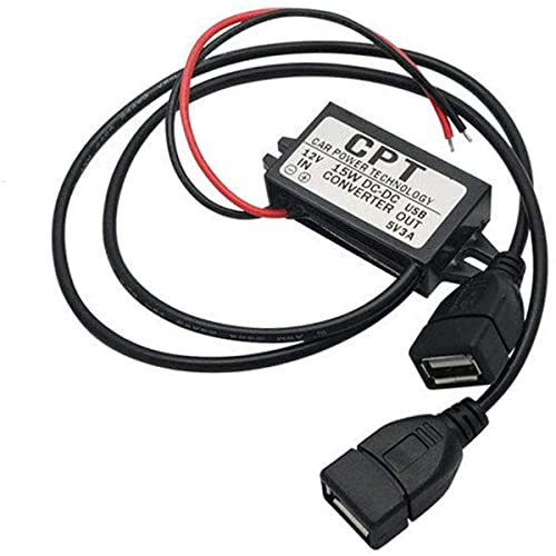Módulo convertidor DC Buck 12V a 5V/3A Regulador de voltaje reducido Convertidor de corriente con doble salida USB Conectores adaptador de corriente para carga de teléfono Radio de audio de coche