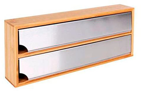 AC Dispensador de bambú para Film Transparente Recargable, Soporte de Rollos de Papel de Aluminio, cajón de Almacenamiento de película Adhesiva para Cocina