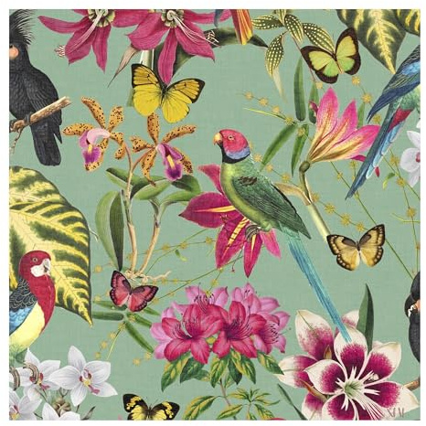 Graham & Brown Envy Paradiso Multi Wallpaper | Paste the Wall Application | Green Floral Wallcovering | Eco-Friendly