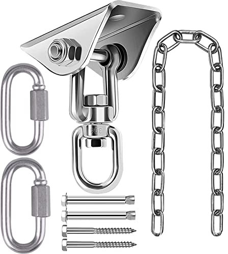 Paittesllly Gancio da soffitto, Catena di prolunga per Poltrona sospesa, Girevole a 360°, per Poltrona sospesa Fino a 450 kg, in Acciaio Inox, per Cemento, Legno, Veranda, Sedile Yoga