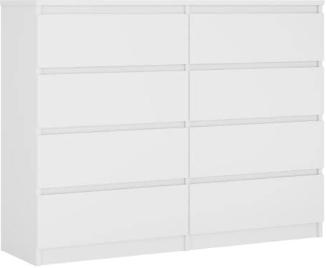 3E 3xE living.com Kommode mit 8 Schubladen 120 cm, Farbe: Weiss Matt, H: 102 cm, B: 120 cm, T: 39 cm