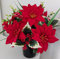 Poinsettia rouge houx et pin – Fleurs funéraires de Noël – Vase de cimetière – Pot de fleurs artificielles pour tombes – Décorations florales avec baies en polystyrène – Nouveau design amélioré