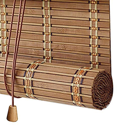 Retro Bambusrollo Blickdicht,60% Verdunkelungsrollo Bambus Jalousine Raffrollo,Natur Holzrollos,Sonnenschutz und Sichtschutz Rollo Seitenzugrollo Für Fenster und Türen,Anpassbar (120x120cm(47x47in))