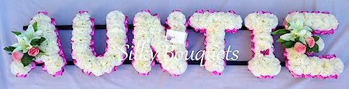 Silky Bouquets Auntie Artificial Silk Funeral Flower Any 6 Letter Tribute Name Wreath Memorial