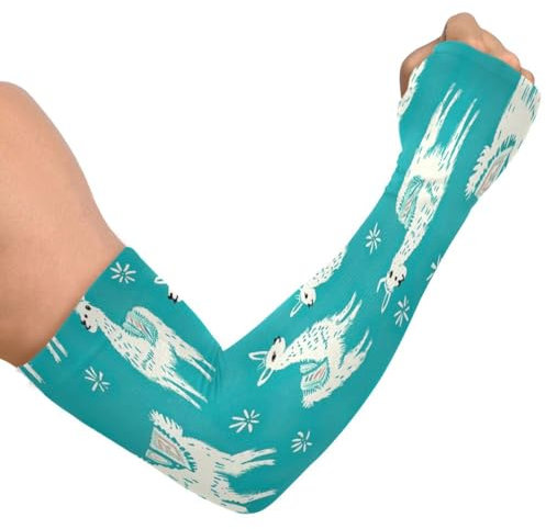 JUMBEAR Niedliche Alpaka-Armstulpen für Damen und Herren, mit Daumenloch, UV-Sonnenschutz, kühlende Ärmel für Gartenarbeit, Sport, Angeln, a, Einheitsgröße