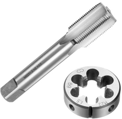 QUARKZMAN Set di 2pz Maschio e Filiere, Metrico M22 x 1.5 Maschio Filettatura e Filiere Rotondo, Kit di Attrezzi per Filettatura e Maschiatura per Riparazione di Dadi Viti