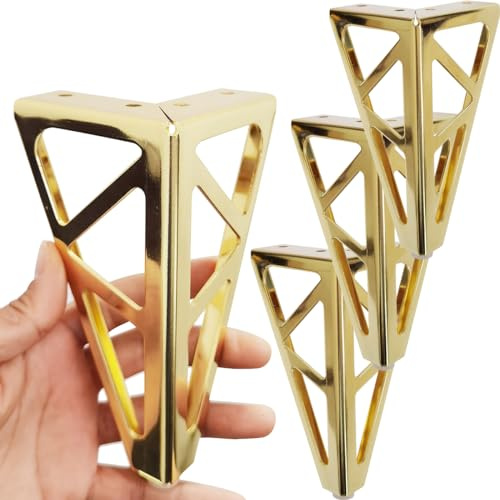 Hyever 15,2 cm goldene Möbelbeine, robuste Metall-Möbelfüße, goldene Sofa-/Schrank-/Tischbeine, 4 Stück, 15,2 cm Schrankbeine, Ersatz für Couchfüße (Gold 2)