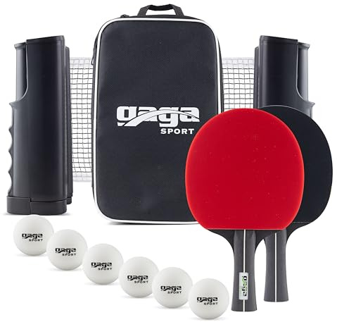 Gagasport Retractable Ping Pong Net Set – Portable Table Tennis Net, 2 Paddles, 6 Balls, Carry Case – Indoor Outdoor Ping Pong Set for Travel, Compact & Adjustable Net for Any Table