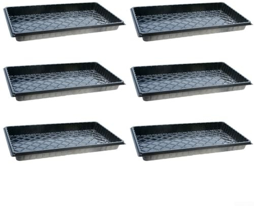 Jayruit Lot de 6 plateaux de germination pour plantes - Plateau de culture - Accessoires de jardinage pour l'intérieur et l'extérieur - Noir - Sans trous
