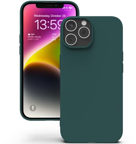 YATWIN Hülle für iPhone 13 Pro, Silikon Handyhülle mit Futter, 1mm Kamera und Displayschutz, Dünn & Leicht, Anti Kratzer Case, Grün