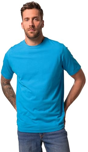 JP 1880 T-Shirt Basique à col Rond en Coton peigné pour Homme, Grandes Tailles, Tailles L à 8XL, jusqu'à 8XL 702558, Bleu Azur Clair, 7XL