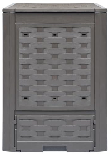 Compostiera da giardino, 3 pezzi, marrone, 60 x 60 x 83 cm, 900 l, in rattan, 278918