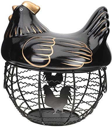 Warmhm Portauova Portatile Quaglia Agriturismo Cestini Piccolo Gallina Cestino Per La Raccolta Delle Uova Cesto Di Uova Divertente Presentazione Delle Uova Per Frigorifero Metallo Black