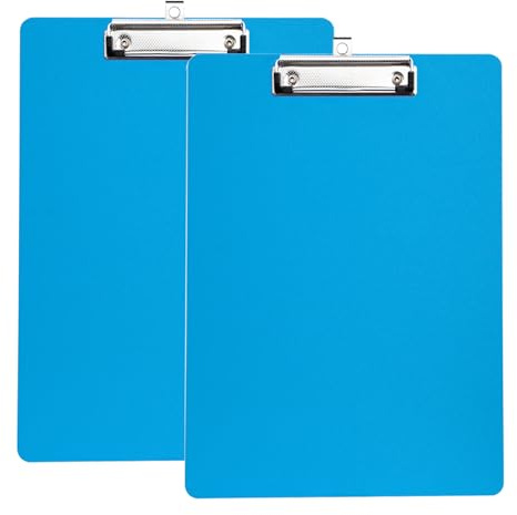 Klemmbrett A4, 2er Klemmbretter mit Gummierter Metalklemme, Zwischenablage Schreibblock für Büro, Studenten und Werkstatt - Blau