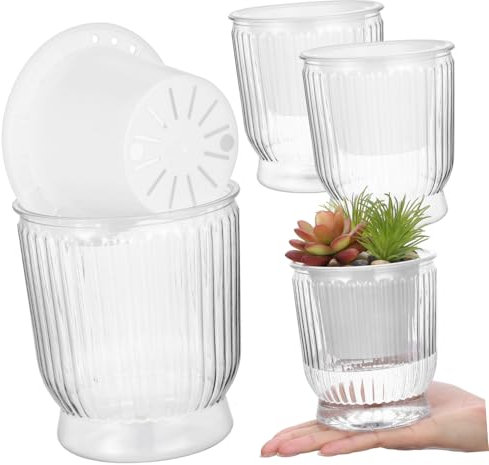 UKCOCO 4pièces Lot de Pots De Fleurs Auto-arrosants Plastique pour Plantes Intérieur Pots De Pépinière pour Arrosage Fournitures De Jardin