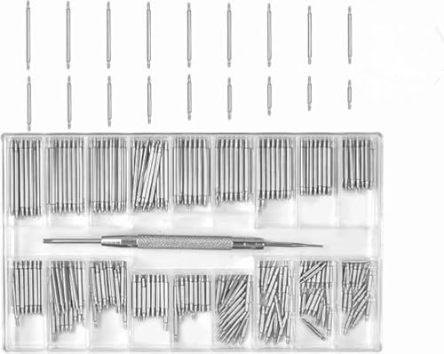 Homirty 270 Pezzi Barre a Molla per Cinturini per Orologi,1.5mm Strumenti Barra di Primavera in Acciaio Inox,con Strumenti di Rimozione Del,Perni per Cinturini per La Riparazione di Orologi,8-25mm
