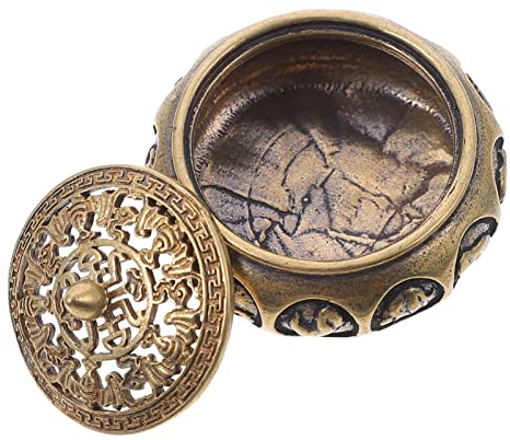 SOLUSTRE Brucia Incenso Segni Cinesi in Ottone Massiccio Porta Incenso Per Meditazione e Purificazione Aria Decorazione Casa