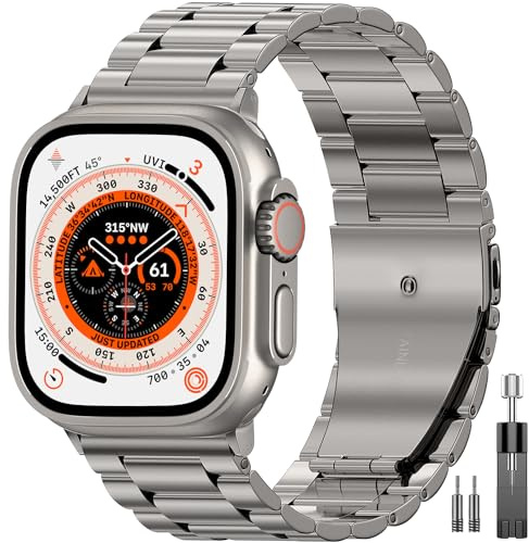 OULUOQI Metal Stainless Steel Bands Compatible with Apple Watch Straps Men | For iWatch Series 11 10 9 8 7 6 5 4 SE Ultra 3 2 1, Business Adjustable Strap 38mm 40mm 41mm 42mm 44mm 45mm 46mm 49mm