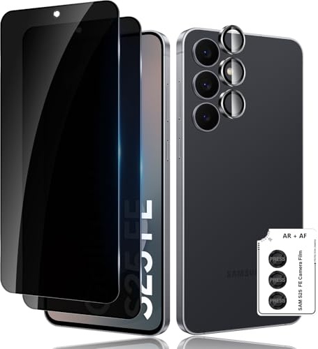 Lutree für Samsung Galaxy S25 FE 5G für Panzerglas Sichtschutz Schutzfolie, 2+1 Stück Anti-Spähen Schutzglas + Kameraschutz Folie, HD 9H Härte Anti- Kratzer Anti-Spy Privacy Displayschutz