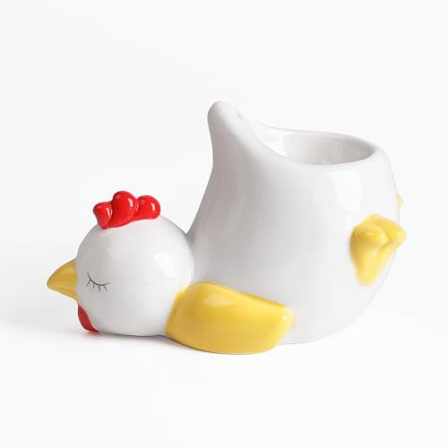 Coquetier sur pied de poule, joli support en céramique en forme de poussin pour œufs de cuisine (style A)