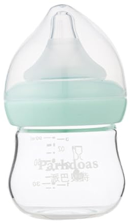 MUELODSIC Breitflaschen glas Babyflasche Anti kolik Glasflasche für Neugeborene mit Tropfstopp Sauger Hitze Stoßfest Geeignet für Milch Wasser Medizinfütterung