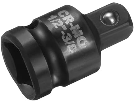 sourcing map Impact Socket Adapter 1/2 Female to 3/8 Male Square Drive Reducer Standard SAE CR-MO Steel Converter Impact Driver Ratchet Wrench Breaker Bar Conversion, Black