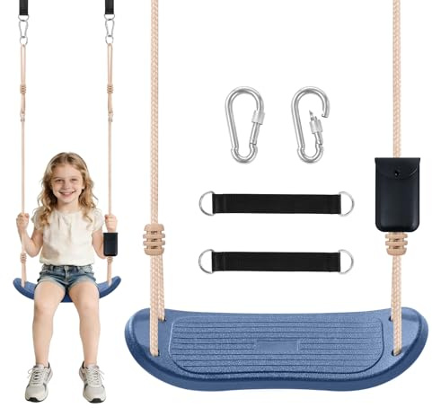 Fionrziy Weatherproof Kids Swing,264lbs Heavy Duty Tree Swing Seat with Ergonomic Design, Includes Hanging Straps & Carabiners for Tree,Outdoor Playground & Backyard Replacement,Blue