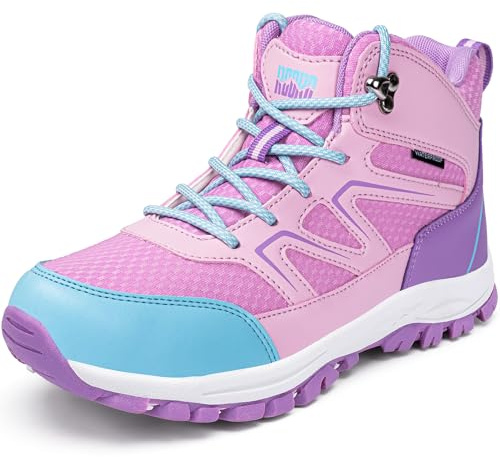 R CORD Kids Hiking Boots Waterproof Anti Slip Durable Flexible Comfortable Hiking Boots Kids Outdoor Adventures Camping Mountain Climbing All-Season Wear Purple 3 Little Kid