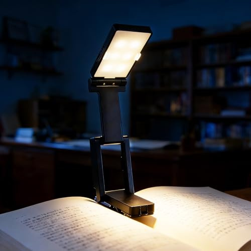 Lychico LED Rechargeable Book Reading Light, 12 Eye-Caring LEDs, 80Hrs Runtime, 3 Color Modes & Stepless Dimming, Clip-on Book Light for Bed, Kindle, Desk