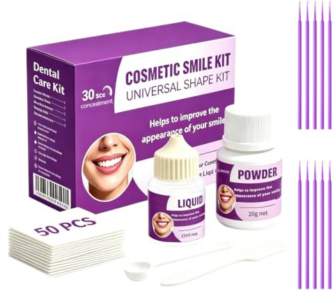 Zahnzement, Provisorisch Zahnreparaturset,Zahnfüllung Reparatur Set,Enthält 10 Wattestäbchen,Schnell Aushärtend,Geeignet Für Zahnlücken Und Abgebrochene Zähne