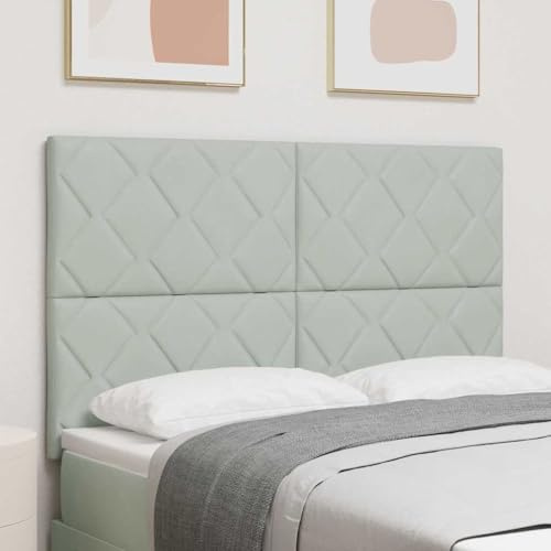 sephironlbb Kopfteil Hellgrau Samt 144 cm gepolstert mit Holzrahmen verstellbar für Schlafzimmer Doppelbett Einzelbett modernes Polsterkopfteil Wandkissen Komfort zum Anlehnen und Lesen
