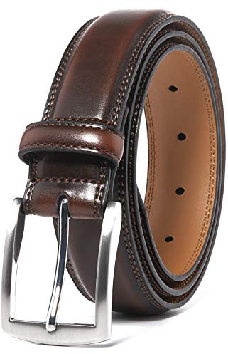 Fabio Valenti Genuine Leather Dress Belts For Men - Mens Belt For Suits, Jeans, Uniform With Single Prong Buckle (38, Mahogany)
