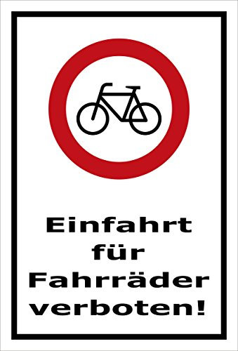 Melis-Folienwerkstatt Schild - Fahrräder verboten - 30x20cm | Bohrlöcher | 3mm Aluverbund – S00050-079-A -20 Varianten