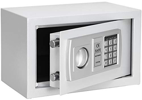 KESSER® Elektr. Tresor | 31x20x20cm | LED-Anzeige | Elektronischer Safe | Doppelbolzenverriegelung | Wandtresor | Montagematerial | Möbeltresor | Innenbeleuchtung, Panzerschrank Zahlenschloss Silber