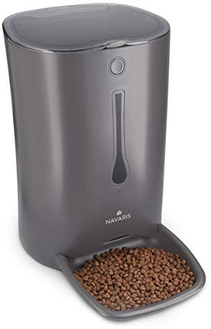 Navaris Automatischer Futterautomat Futterspender mit Timer - 6L Futternapf Automat mit Timer und akustischer Benachrichtigung - für Hund und Katze
