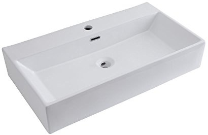 MILANO White Rectangular Countertop Wall Mounted Bathroom Basin 750 x 420mm