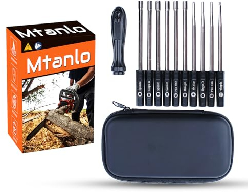 Mtanlo 10 Pièces Outil de Réglage de Carburateur Tournevis Kit avec Poignée Antidérapante Sac de Transport d'Outils pour Poulan Artisan 2 Cycles Petit moteur Tondeuse À Chains