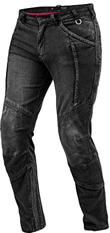 SHIMA Ghost Jeans Moto Uomo - Pantaloni Biker Ventilato Elastico vestibilità Slim con Rinforzi in Kevlar, Protezioni CE per Ginocchia (Nero, 32)