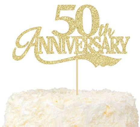 LOVENJOY Truly Sparkling 6.5 Inch Happy 50th Anniversary Cake Topper Gold