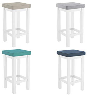 Holzhocker Barhocker Verschiedene Polsterfarben 60 Hoch Kiefer Weiß